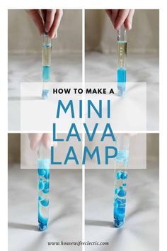 how to make a mini lava lamp with blue liquid in it and then pouring water into the tube