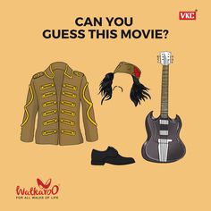 an image of a guitar, jacket and shoes with the words can you guess this movie?