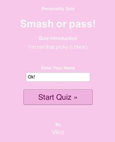 a pink quiz game with the words smash or pass