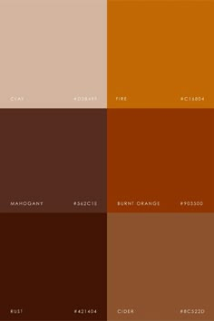 four different shades of brown and orange