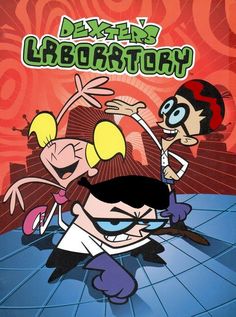 an image of a cartoon book cover with the title'dexter laboratory'on it