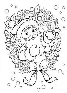 a coloring page with a teddy bear and wreath