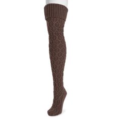 MUK LUKS® Women's Chunky Cable Over the Knee Socks can’t be beat for cozy warm feet. Featuring a luxurious cable knit design, these fashionably modern socks keep legs toasty warm in style.Machine wash cold, no bleach, lay flat to dry. Imported.-100% Acrylic Knit-Multiple Color Options- One Size Fits Most (Women’s Sizes 6-11)