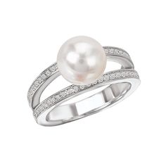 Akoya Pearl Ring, Cultured Pearl Ring, Cognac Diamonds, Akoya Pearls, Gorgeous Jewelry, Stunning Jewellery, Ring Band, Pearl Ring