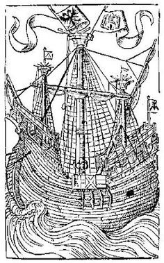 a drawing of a ship in the ocean