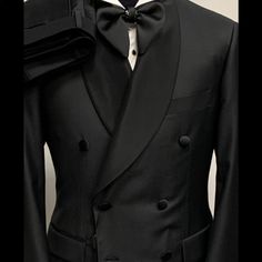 Black Luxury Double Breasted Tuxedo/Pant Made In Italy. Double Vent Wide Shawl Lapel Ready To Wear Or Custom Made In Any Size In 6-8 Weeks Unfinished Pant Will Ship From Our Ware House In Italy 5-7 Days Elegant Double-breasted Tuxedo With Double Button Closure, Evening Tuxedo Suit With Double-breasted Button Fastening, Elegant Black Double-breasted Tuxedo, Luxury Double-breasted Suiting Fabric Tuxedo, Luxury Black Double-breasted Tuxedo, Ware House, Double Breasted Tuxedo, Tuxedo Pants, Black Luxury