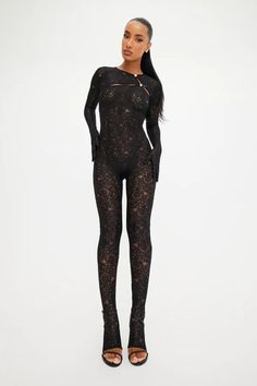 Fleur Noir Lace Catsuit – BRIELLE Full Bodysuit Outfit, Lace Jumpsuit Outfit, Catsuit Outfit, Black Catsuit, Chest Opening, Full Body Suit, High Fashion Outfits, Body Suit Outfits, Lace Jumpsuit