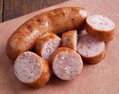 several sausages are stacked on top of each other