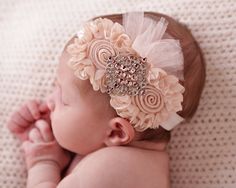 Shabby Chic Baby Fabric Flower Headband by ChiCrystalsBoutique Fabric Flower Headbands, Baby Flower Headbands, Shabby Chic Baby, Infant Photography, Girls Headband, Baby Fabric, Chic Baby, White Wedding Flowers