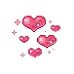 the pixel hearts are flying through the air