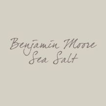 the words benjamin moore sea salt written in black ink