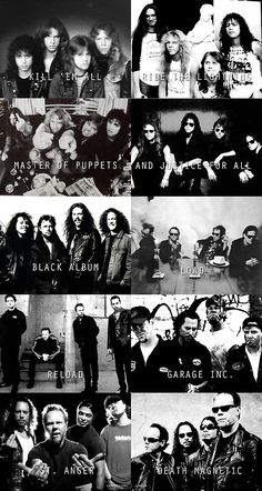 black and white photos with different names on them, including the name of each group