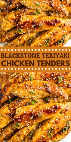 black stone teriyaki chicken tenders on a white plate