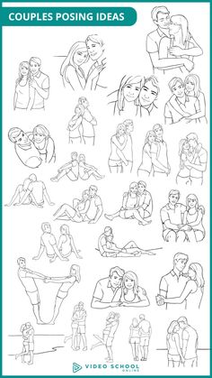 an adult coloring book with pictures of people in the background and text that reads couples poising ideas