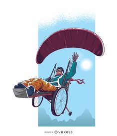 a man flying through the air on top of a parachute