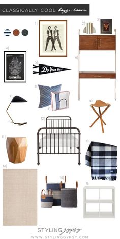 a collage of furniture and decor items with the words classic cool style on it