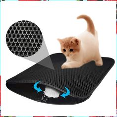 Durable Cat Litter Catcher Mat, Water Resistant, Cat Litter Trapping Mat, Dispersion Control, Soft Cat Claw, Easy to Clean an Cat Repellant, Spotted Cat, Cat Cleaning, Pet Kennels, Cat Bed Furniture, Cat Claws