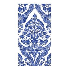 a blue and white wallpaper with an ornate design on the front, back and sides