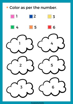 the color as per the number worksheet for kids to learn how to count