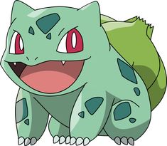 a green and black pokemon with red eyes