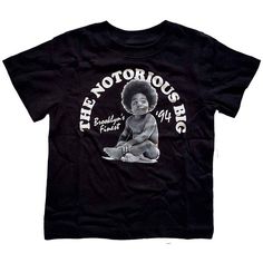 An official licensed Biggie Smalls Kids Toddler Tee featuring the 'Baby' design motif. This high quality tshirt design is available in the black colourway. Soft-style cotton kid's fit tee featuring short sleeves and crew neck collar. Biggie Smalls, Notorious Big, Small Baby, Baby Design, Toddler Tees, Black Kids, Kid Tees, Small Designs, Workout Tee