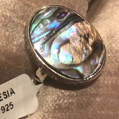 Beautiful Sterling Silver Abalone Ring Set In Sterling Silver Measures 3/4” 925 Sterling And Abalone Shell In A Picture Frame Setting Brand New Abalone Ring, Silver Emerald Ring, Bali Jewelry, Silver Smithing, Fancy Things, Bali Silver, Shell Ring, Big Rings, 5 Rings