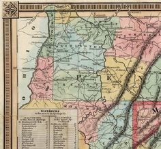 an old map shows france in red and green, with the country's borders