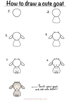 how to draw a cute goat for kids with pictures and instructions on how to draw it