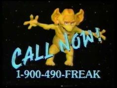 a cartoon character with the words call now on it's back side and an image of