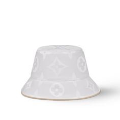 LOUIS VUITTON® - Dailygram Bucket Hat - White Bucket Hat White, Louis Vuitton Official, Signature Look, Jacquard Weave, Everyday Essentials Products, Bucket Hat, Accessories Hats, Weaving, Louis Vuitton