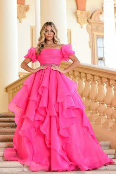 Organza Styles, Long Ball Gown, Embellished Belt, Prom Long, Prom Ball Gown, Prom Dress Stores, Prom Designs, Designer Prom Dresses, Long Evening Gowns