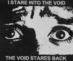 an advertisement for the void stars back album, which features two eyes and words on it