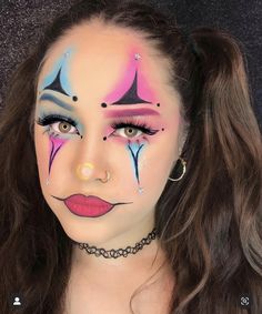 Kid Clown Makeup, Girls Clown Makeup, Kids Clown Makeup, Payasa Makeup, Clown Face Painting, Simple Clown Makeup, Clown Girl Makeup