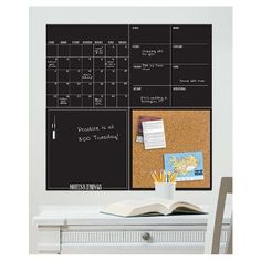 Wall Pops!  Dry Erase Calendar and Cork Board Set - Black Weekly Calendar Planner, Dry Erase Calendar, Chalkboard Wall, Wall Organization, Cork Board, Office Organization, Tool Organization, Whiteboard, Dry Erase