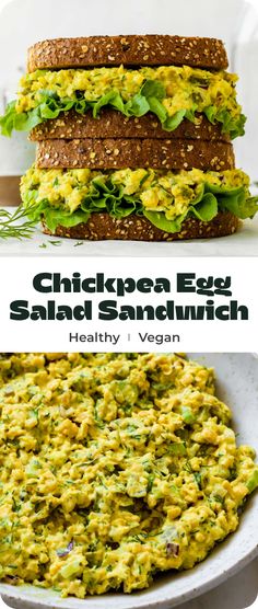 chicken egg salad sandwich with avocado and lettuce