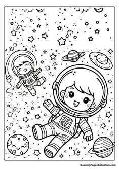 Astronaut Coloring Pages Astronaut Coloring, Cool Astronaut, Spark Creativity, Toddler Learning Activities, The Cosmos, Toddler Learning, Printable Designs, Colouring Pages, Coloring Pages For Kids