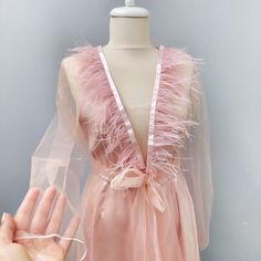 Bridal Tulle Robe Long Night Gown Sleep Dress Powder Pink - Etsy Feminine Long Sleeve Party Sleepwear, Elegant Sheer Robe For Party, Feminine Pink Tulle Gown, Spring Party Satin Kimono, Feminine Sheer Sleepwear For Evening, Summer Pink Tulle Gown, Feminine Satin Nightgown For Party, Sheer Pink Party Gown, Pink Sheer Party Gown