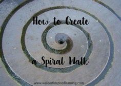 the words how to create a spiral walk in black and white