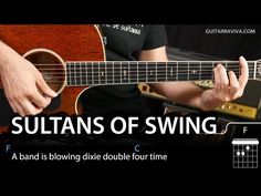 someone playing guitar with the caption saying, guitars of swing - a band is blowing dixie double four time