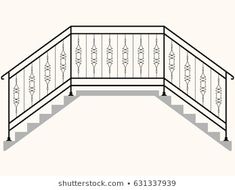 an illustration of a stair railing with wrought iron handrails