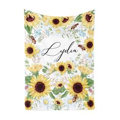 sunflowers and bees on a white background with the word joy