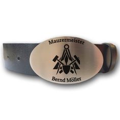 High-quality belt made of the finest cowhide leather with a round or oval belt buckle made of stainless steel. The guild coat of arms of the masons is engraved on the belt buckle. In addition, the belt buckle can be personalized with your desired text. The belt is available in 5 different lengths from 100 cm to 140 cm. The indication of the length refers to the entire belt from one end to the other (without the belt buckle). The belt is made of the finest cowhide leather and is of course a genui Oval Belt, Company Anniversary, How To Pass Exams, The Guild, Chic Gifts, Genuine Leather Belt, Coat Of Arms, Belt Buckle, Cowhide Leather