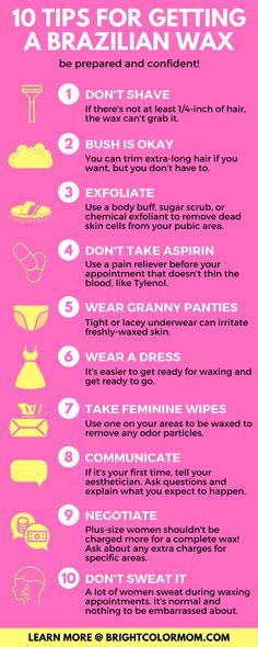 Plus-size women have the right to a Brazilian wax, too! Read Brazilian wax tips for your first time, delivered with humor from a woman with experience. Overcome being self-conscious about getting waxed. Learn the benefits of Brazilian waxing, where to get a Brazilian wax done, how to prepare for a Brazilian wax, and how to perform post-Brazilian wax care. Also find out if you can get a Brazilian wax while pregnant. Read the detailed story of my first-ever plus-size Brazilian wax! #brightcolormom Brazilian Wax Tips, After Wax Care, Brazillian Wax, Tips For Your First Time, Wax Tips, Waxing Aftercare, Waxing Room, Wax Studio