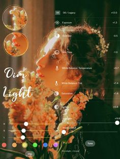 an image of a woman with flowers in her hair and the words omn light on it