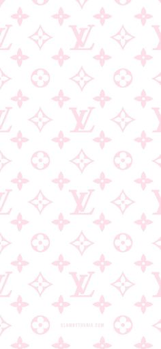 a white and pink wallpaper with louis vuitton logos