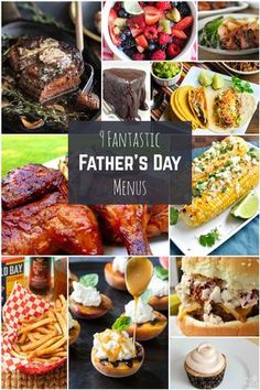 father's day menu with pictures of different foods