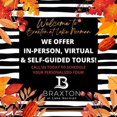 an advertisement with autumn leaves and berries on it for the braatonon fall tour