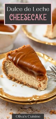 a piece of cheesecake on a plate with a fork