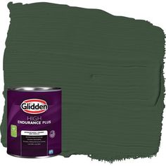 a paint can with the lid open and it's dark green, which is being used