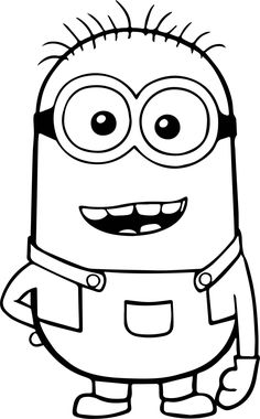 a black and white drawing of a minion